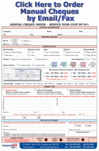 Manual cheque order form from cheques now